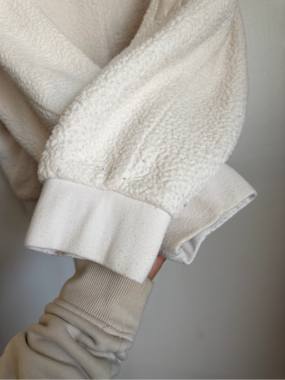 ALO Yoga Sherpa Cozy Sweater Half Zip Pullover Women Large Cream - Picture 6 of 10